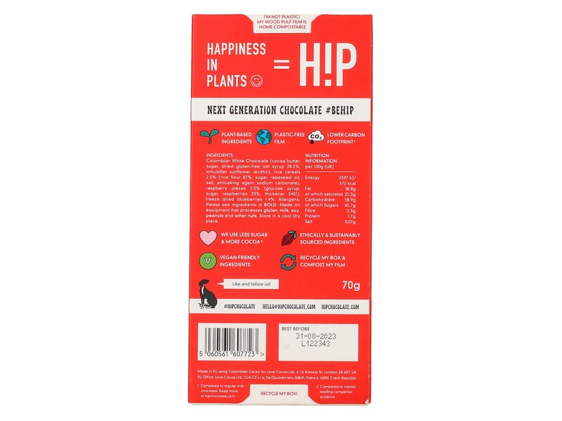 HiP Berry Crunch Oat M!lk White Chocolate 70g