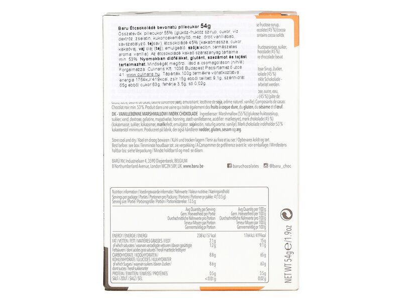 Baru étcsokoládés pillecukor 4db 54g