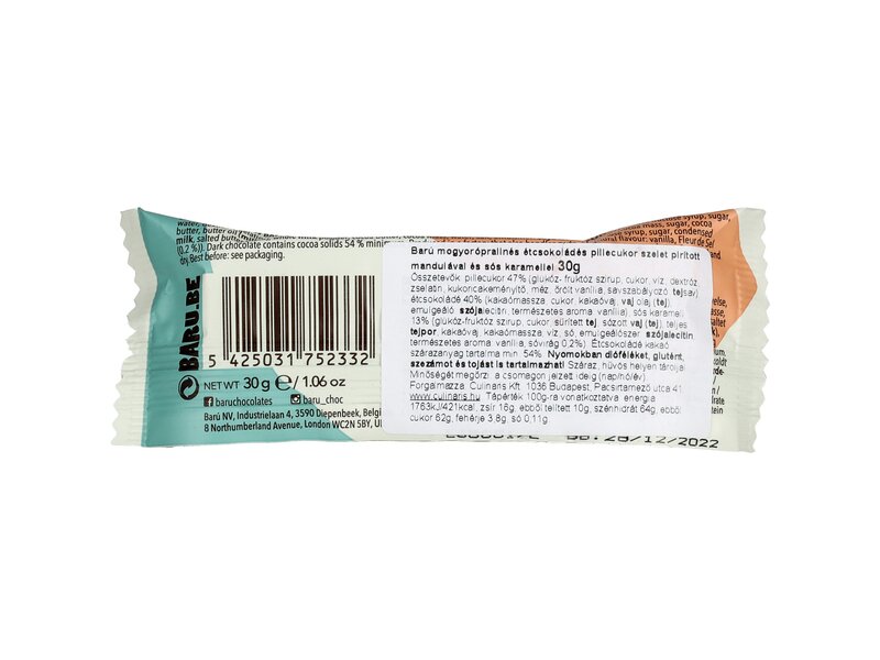 Baru karamellás pillecukor étcsokoládéban 30g