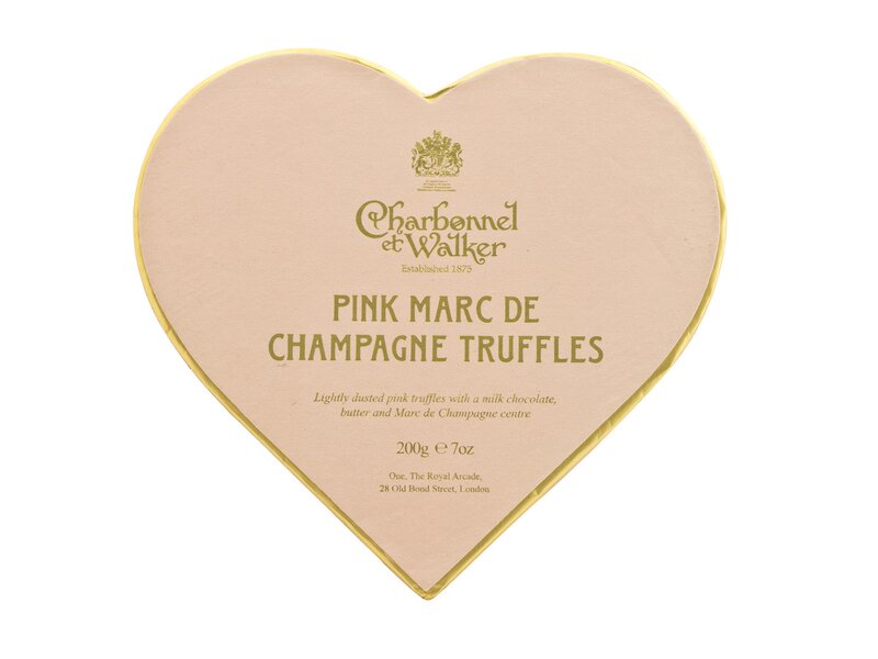 Charbonnel et Walker Milk Pink Marc de Champagne Truffles Heart 200g