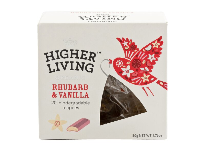 Higher Living Organic Rhubarb & Vanilla 20 filter 50g