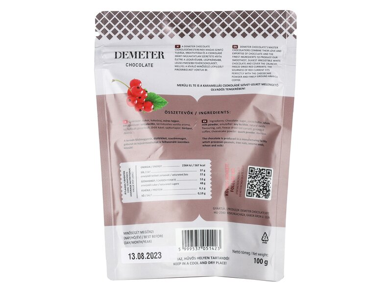 Demeter Fehércsokoládéval bevont liofilizált feketeribizli 100g