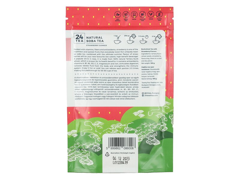 Natural Soba Strawberry Summer hajdina tea eper ízesítéssel 100g