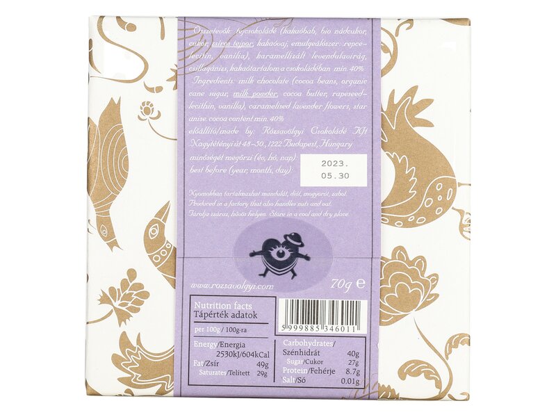 Rózsavölgyi karamellás-levendulás csoki 70g