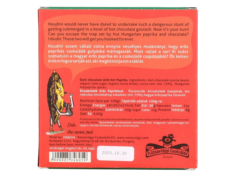 Rózsavölgyi erős paprikás csokoládé 70g