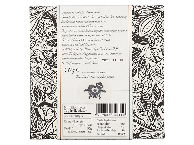 Rózsavölgyi Kardamomos csoki 70g