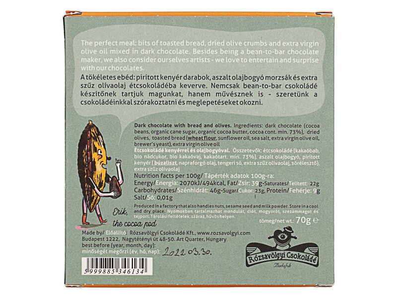 Rózsavölgyi kenyeres-olívás csoki 70g