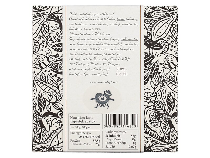 Rózsavölgyi matcha teás csoki 70g