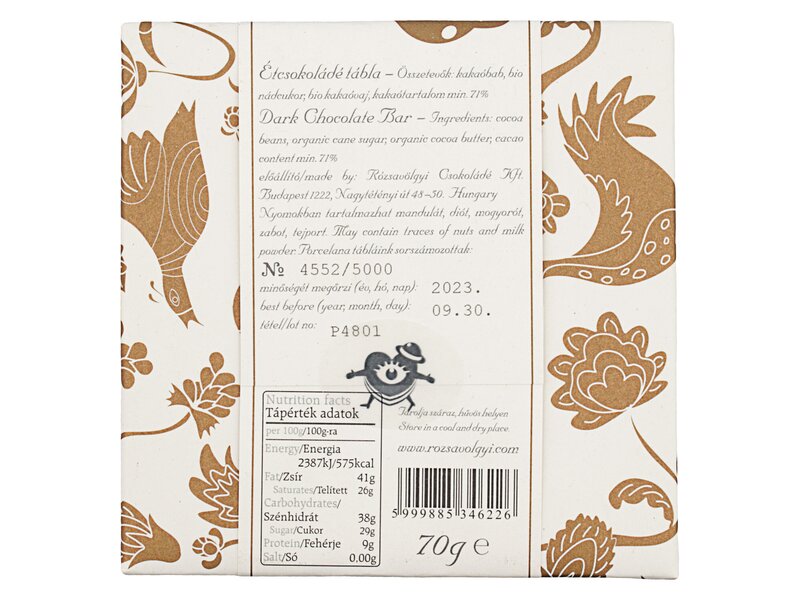 Rózsavölgyi Porcelana 71%-os 70g