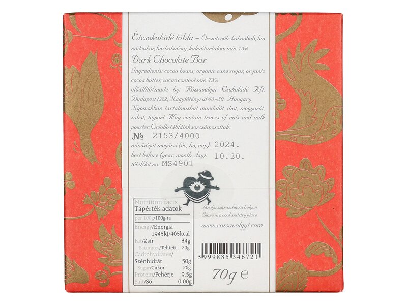 Rózsavölgyi Mexico 73% 70g