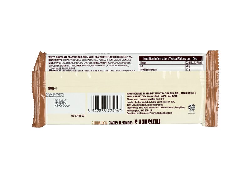 Hershey's Flat White Chocolate Bar 90g