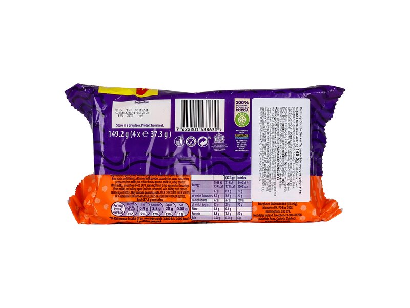 Cadbury Double Decker Tejcsokoládé ropogós gabona- és nugátos töltelékkel 4db, 149,2g