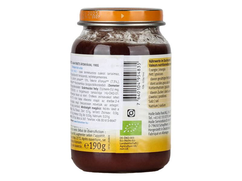 Holle Bio alma feketeáfonyával 190g