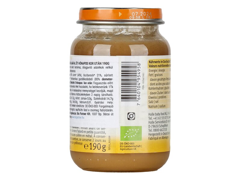 Holle Bio őszibarack almával 190g