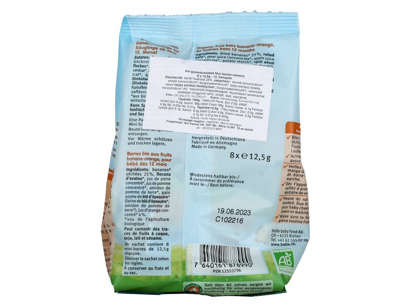 Holle Bio Mini gyümölcsszelet banán-narancs  100g