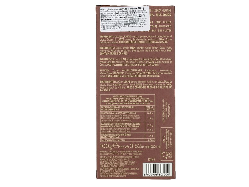 Venchi Extra Tejcsokoládé 100g