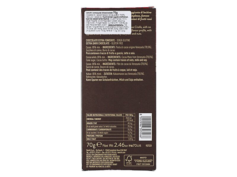 Venchi Venezuela Dark Chocolate Bar 85% 70g