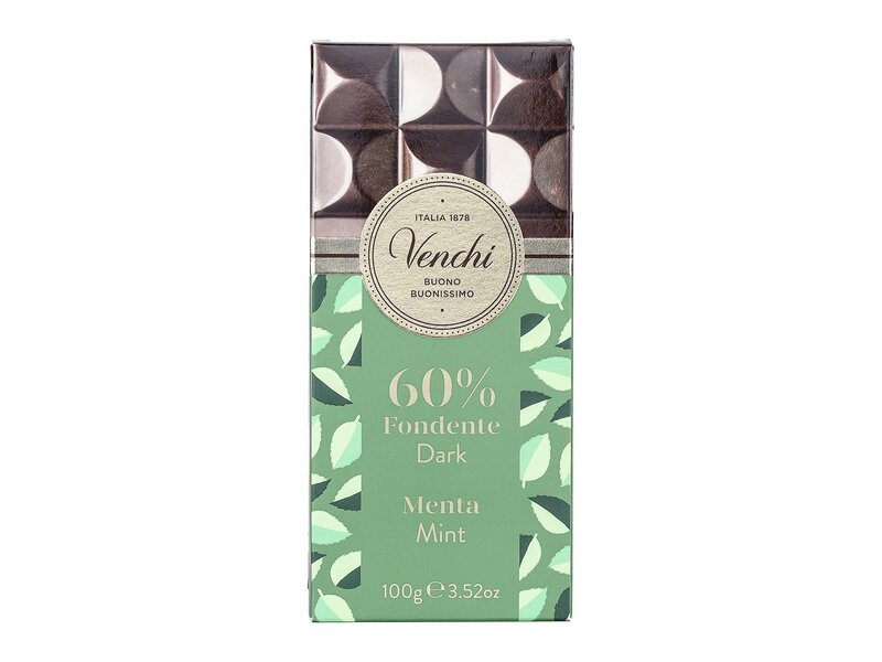 Venchi dark chocholate bar with mint crunchy grains 100g