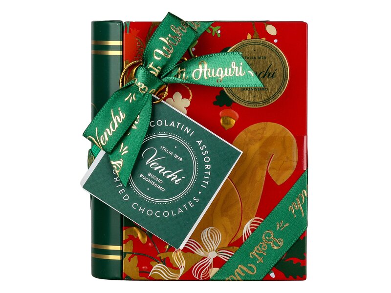 Venchi Csokoládéválogatás könyv formájú fémdobozban 118g