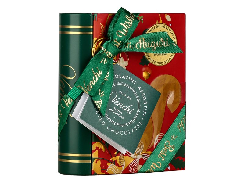 Venchi Csokoládéválogatás könyv formájú fémdobozban 118g