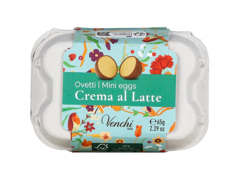 Venchi tejcsokoládé praliné minitojások tartóban 65g