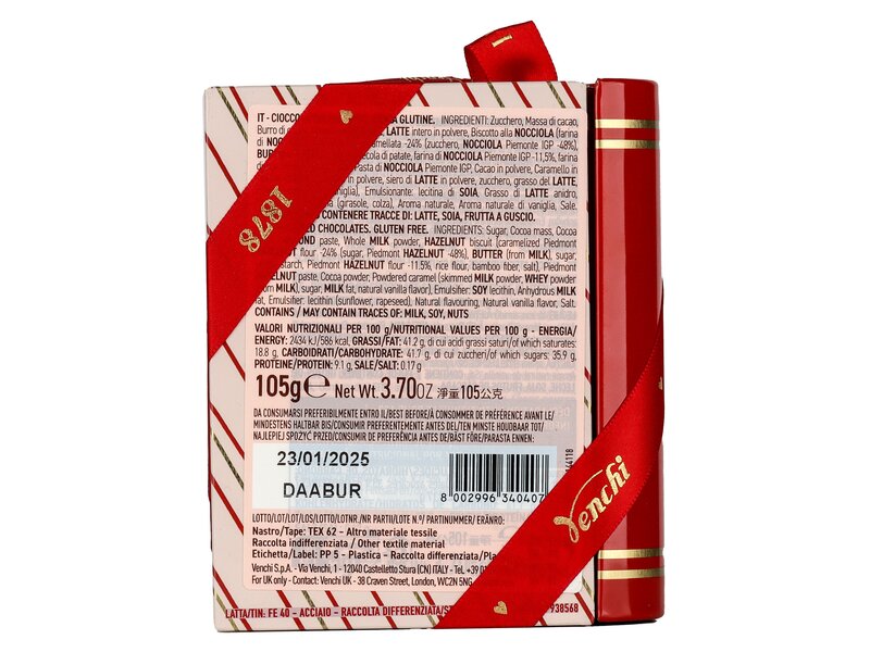 Venchi Valentin napi szív könyv doboz 105g