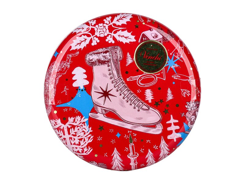 Venchi Christmas Anna higgie round metal tin 86g