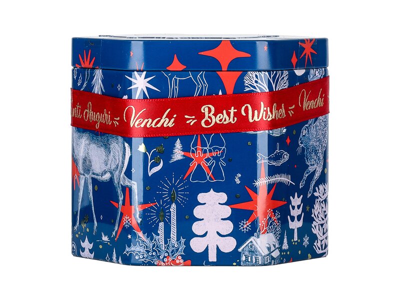 Venchi Christmas Anna higgie hexagonal metal tin 148g