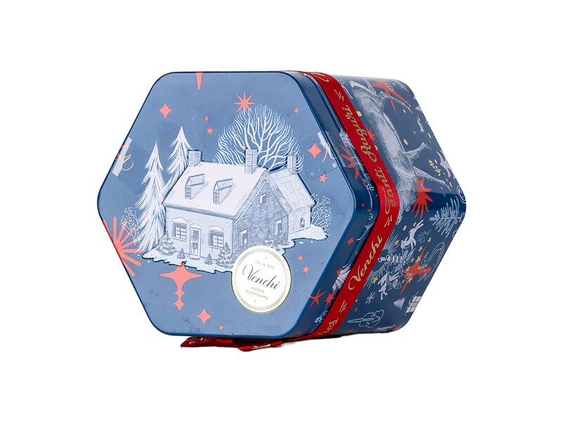 Venchi Christmas Anna higgie hexagonal metal tin 148g