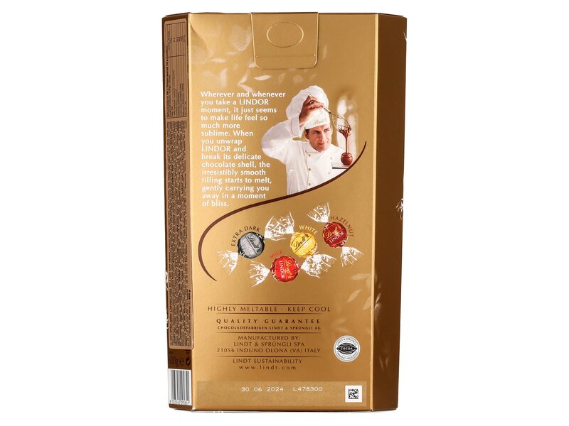 Lindt Lindor Assorted Tej-, Fehér- És Étcsokoládé Válogatás 600g