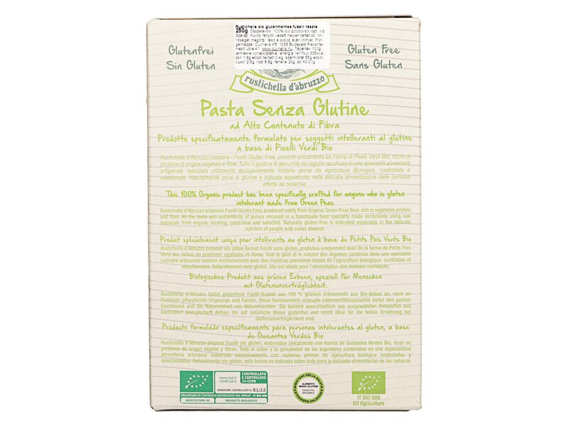 Rustichella Fusilli Piselli Verdi Gluten Free Organic 250g