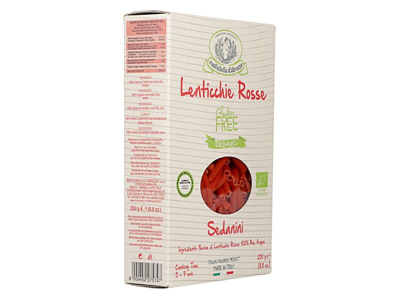 Rustichella Sedanini Lenticchie Rosse Gluten Free Organic 250g