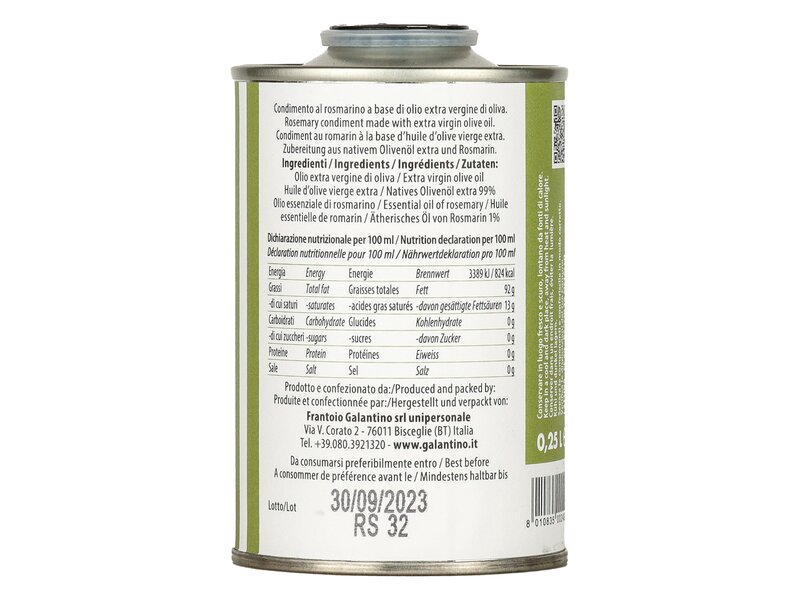 Galantino Extra szűz olívaolaj rozmaringgal 0,25l
