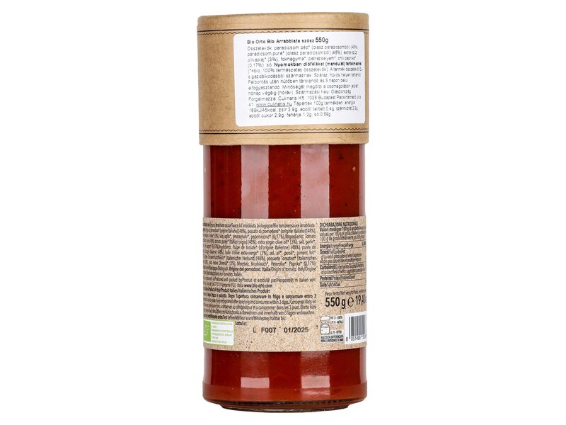 Bio Orto Sugo Arrabbiata Bio paradicsomos szósz 550g