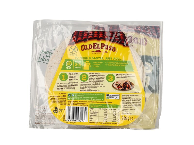 Old El Paso gluten free 6 Tortilla 216g