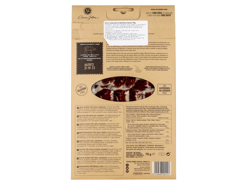 Cinco Jotas* Acorn fed 100% Iberico Pork ham 70g