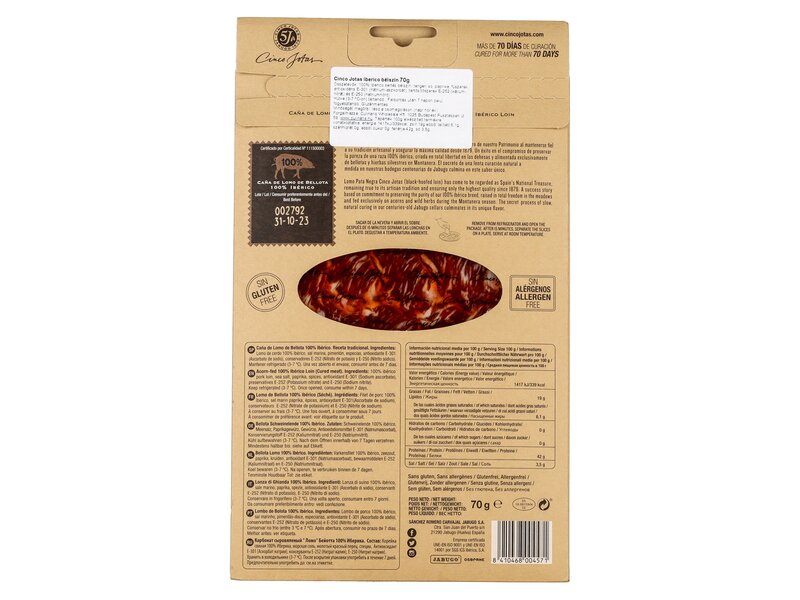 Cinco Jotas* Acorn Fed 100% Iberico Loin 70g