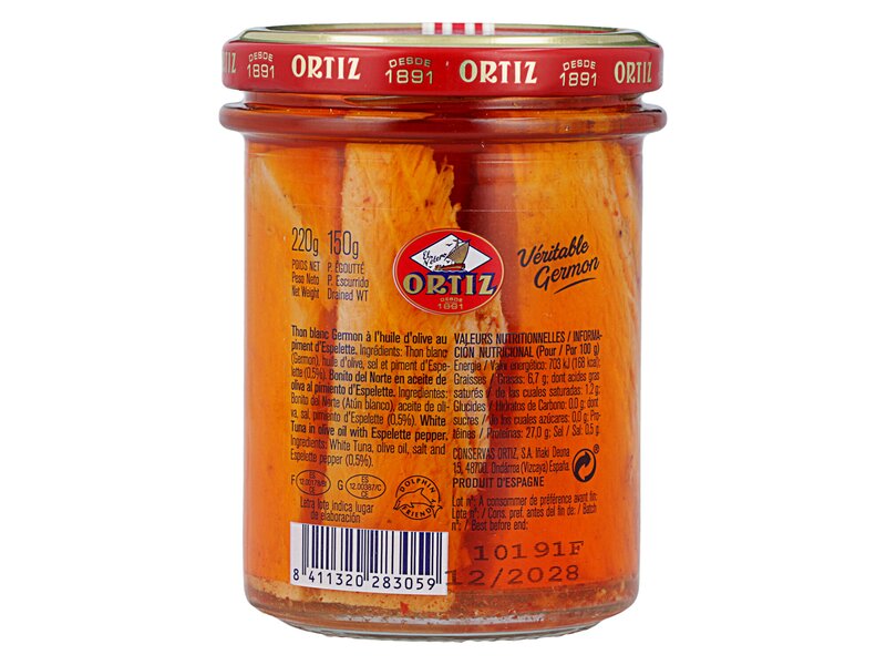 Ortiz Thon Blanc a l'Huile d'Olive au Piment d'Espelette Ü 220g
