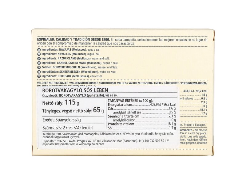 Espinaler Borotvakagyló sós lében 115g