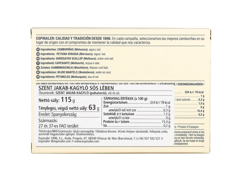 Espinaler Szent Jakab kagyló sós lében115g