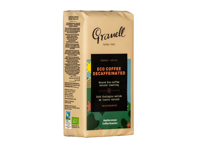 Granell Cafes Természetes pörkölésű, koffeinmentes őrölt bio kávé 250g