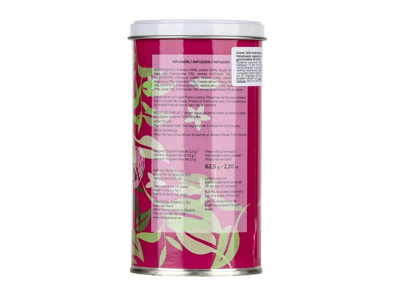 Granell Herbál teakaverék hibiszkusszal, mazsolával és pirosbogyós gyümölcsökkel 25 filter 62,5g