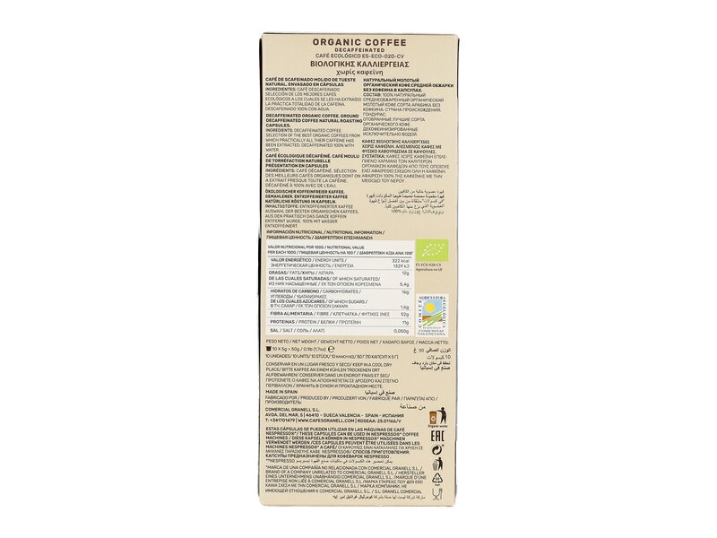 Cafes Granell, Organic Decaf Capsule 10db
