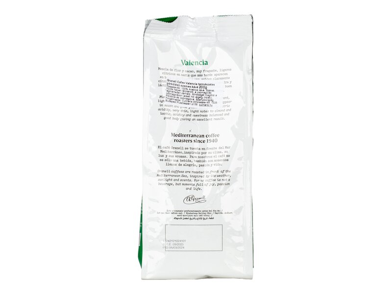 Granell Cafes Valencia természetes pörkölésű szemes kávé 200g