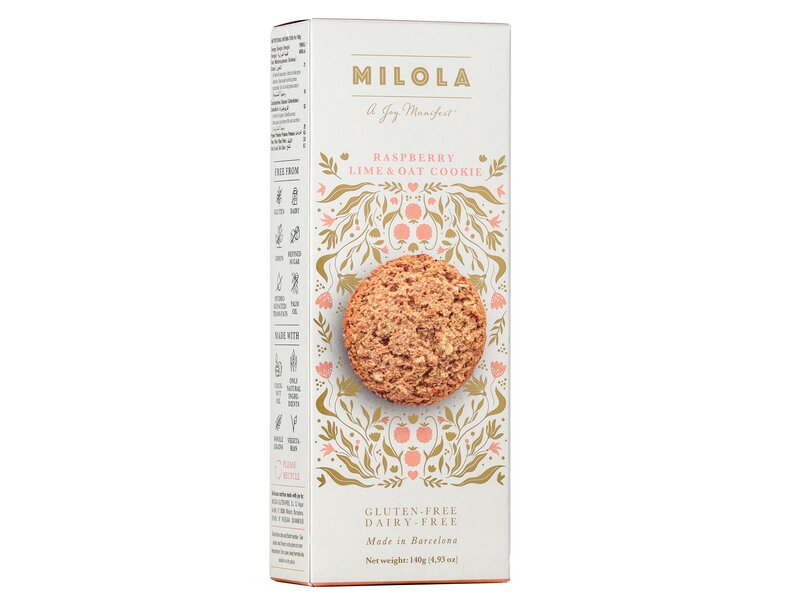 Milola Rasberry, lime & oat cookie 140g