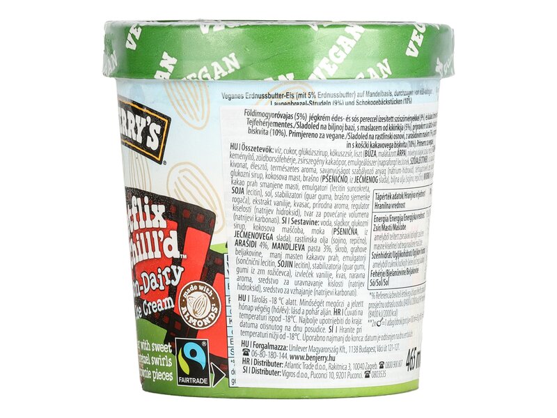 Ben & Jerry's Netflix & Chill'd Tejmentes mogyóvajas jégkrém karamellás brownie-val és perec darabákkal 465ml