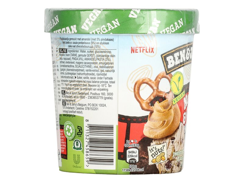 Ben & Jerry's Netflix & Chill'd Tejmentes mogyóvajas jégkrém karamellás brownie-val és perec darabákkal 465ml