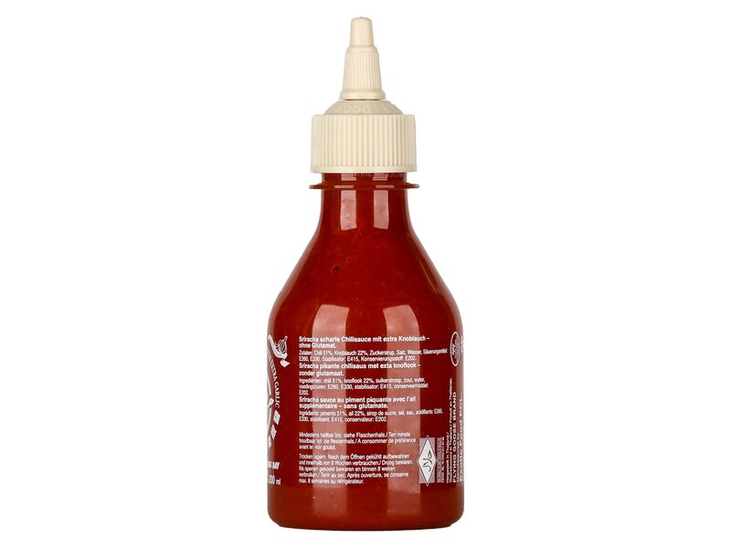 Sriracha fokhagymás chili szósz nátriumglutamát nélkül 200ml