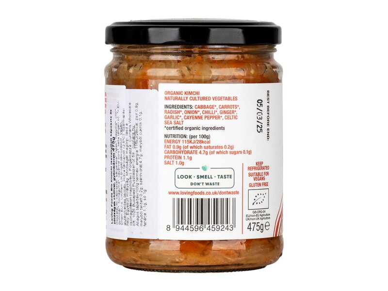 Loving Foods Bio Kimchi (savanyított káposzta és zöldségek chilivel, gyömbérrel) 475g