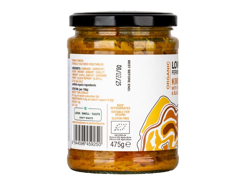 Loving Foods Borsos, kurkumás bio Kimchi (savanyított káposzta és zöldségek chilivel, gyömbérrel) 475g